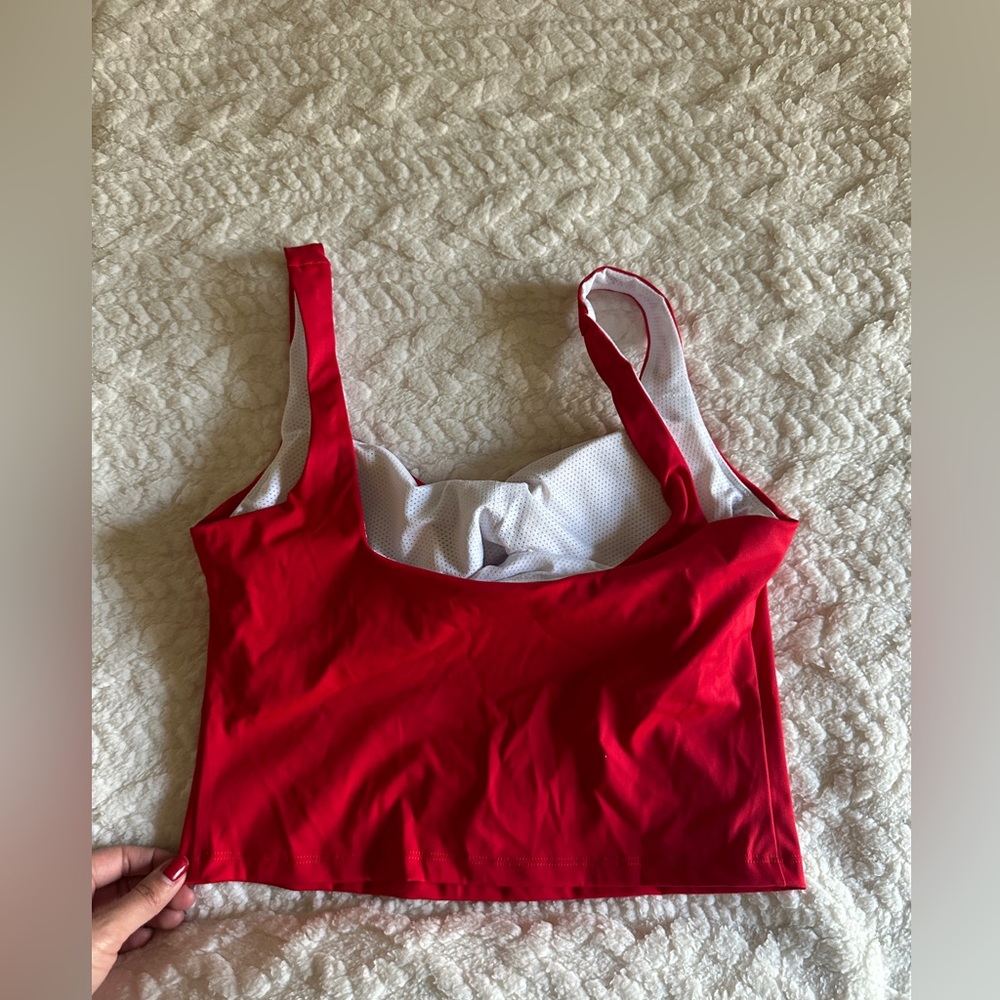 Red Cropped Tank Top - Picture 3 of 6